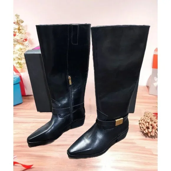 Vince Camuto Melise Extra Wide Calf Black Leather Knee High Boots Size 6.5 W NWT - Picture 3 of 9